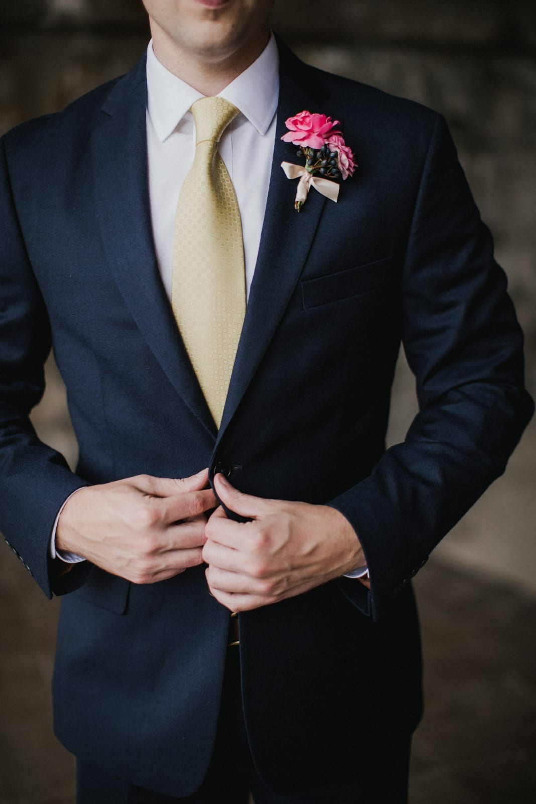 up close of grooms suit coat and tie at The Monastery Wedding - Cincinnati Wedding Photographer
