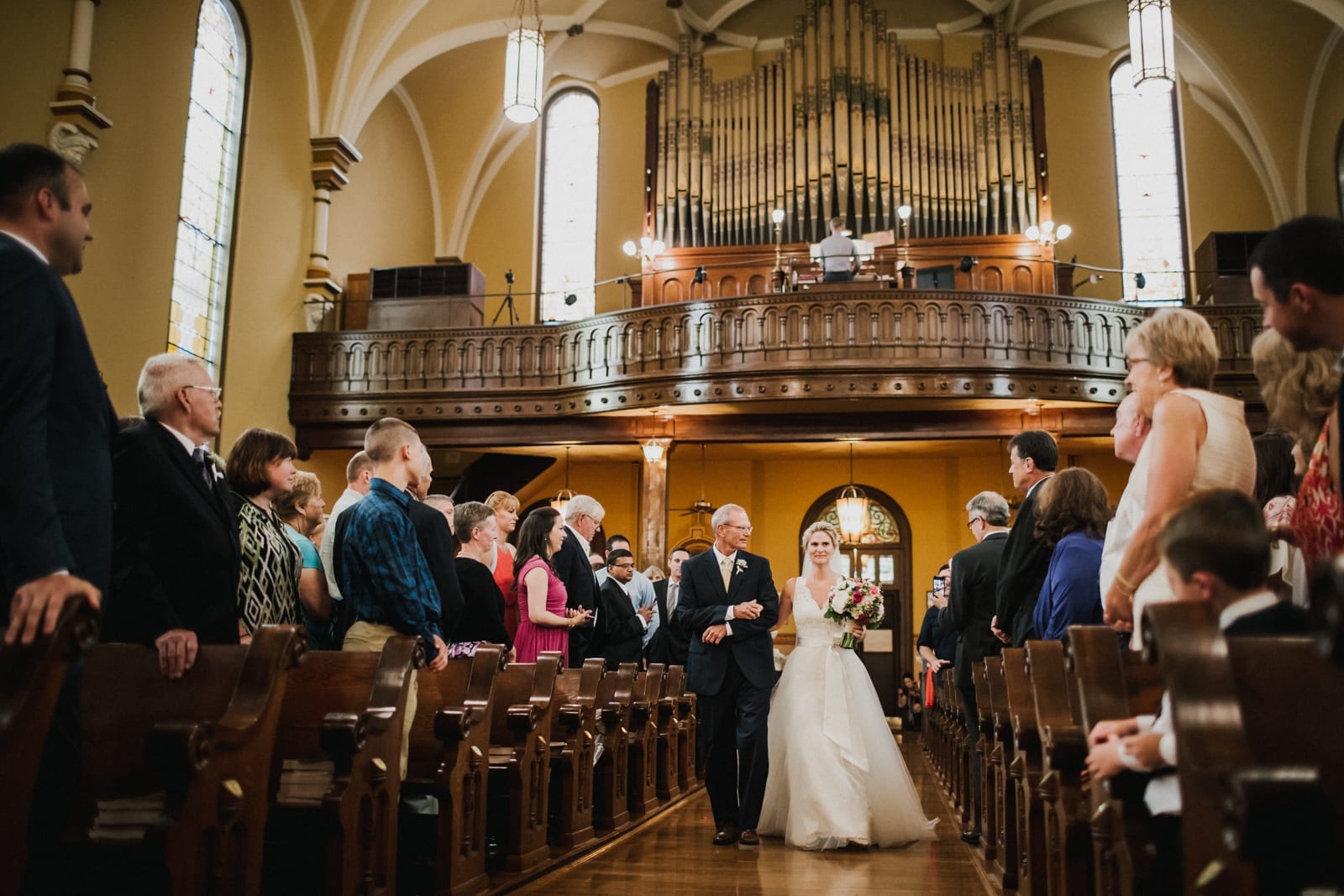 father walks bride down the aisle at The Monastery Wedding - Cincinnati Wedding Photographer