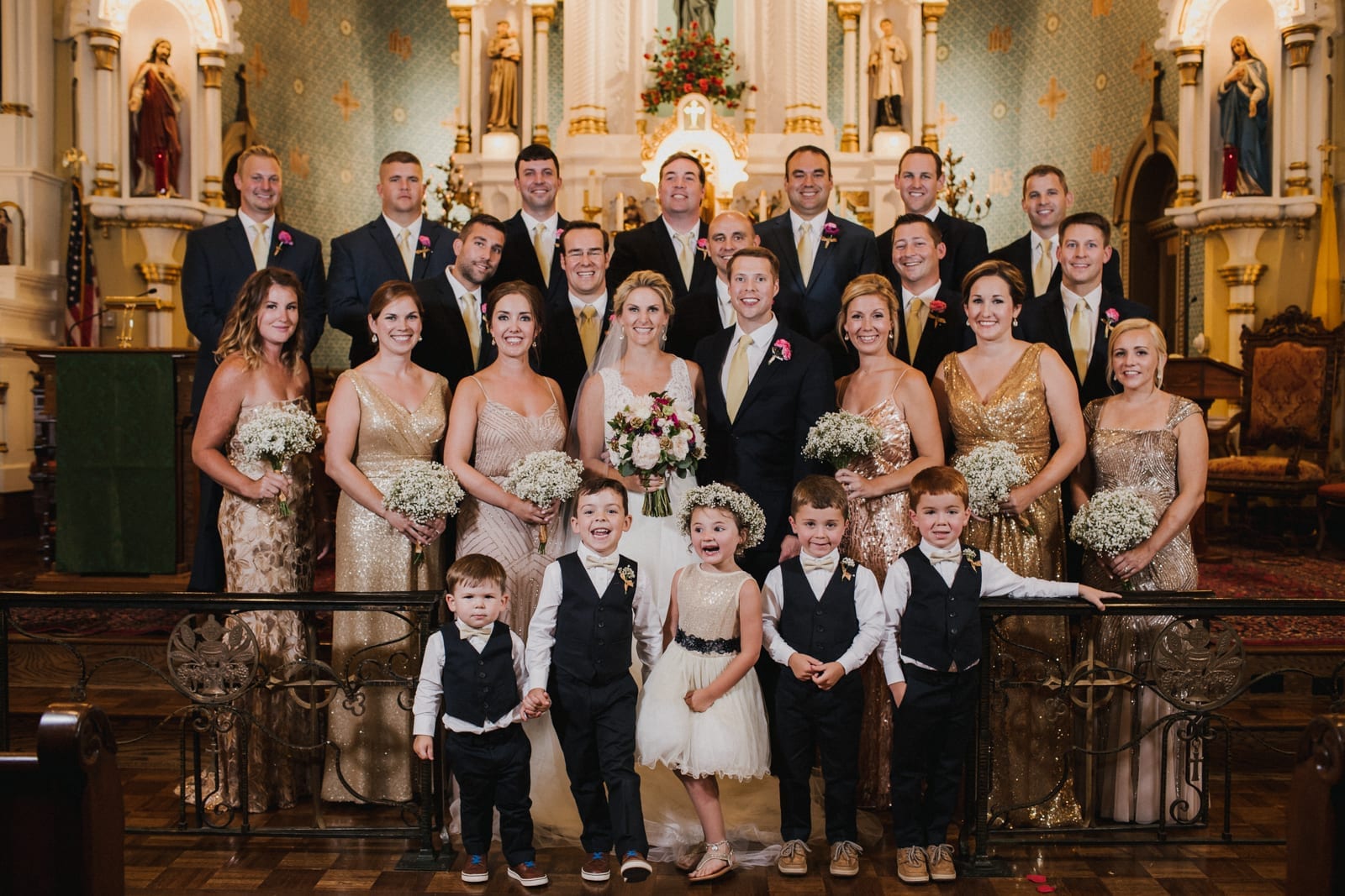 bridal party smiling at The Monastery Wedding - Cincinnati Wedding Photographer