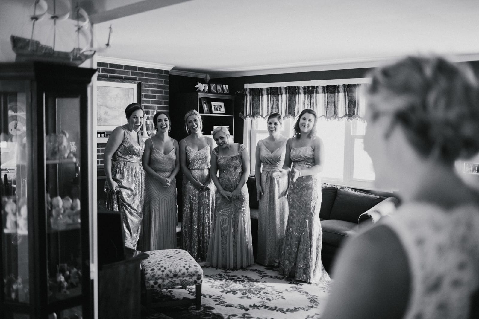 bridesmaids first look at The Monastery Wedding - Cincinnati Wedding Photographer