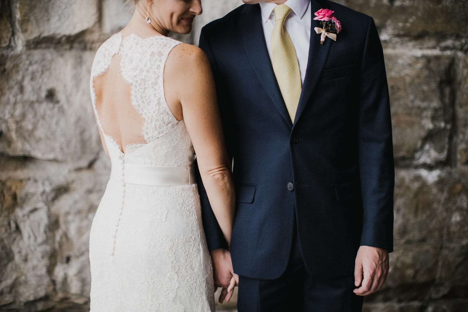 up close of bride and groom holding hands at The Monastery Wedding - Cincinnati Wedding Photographer