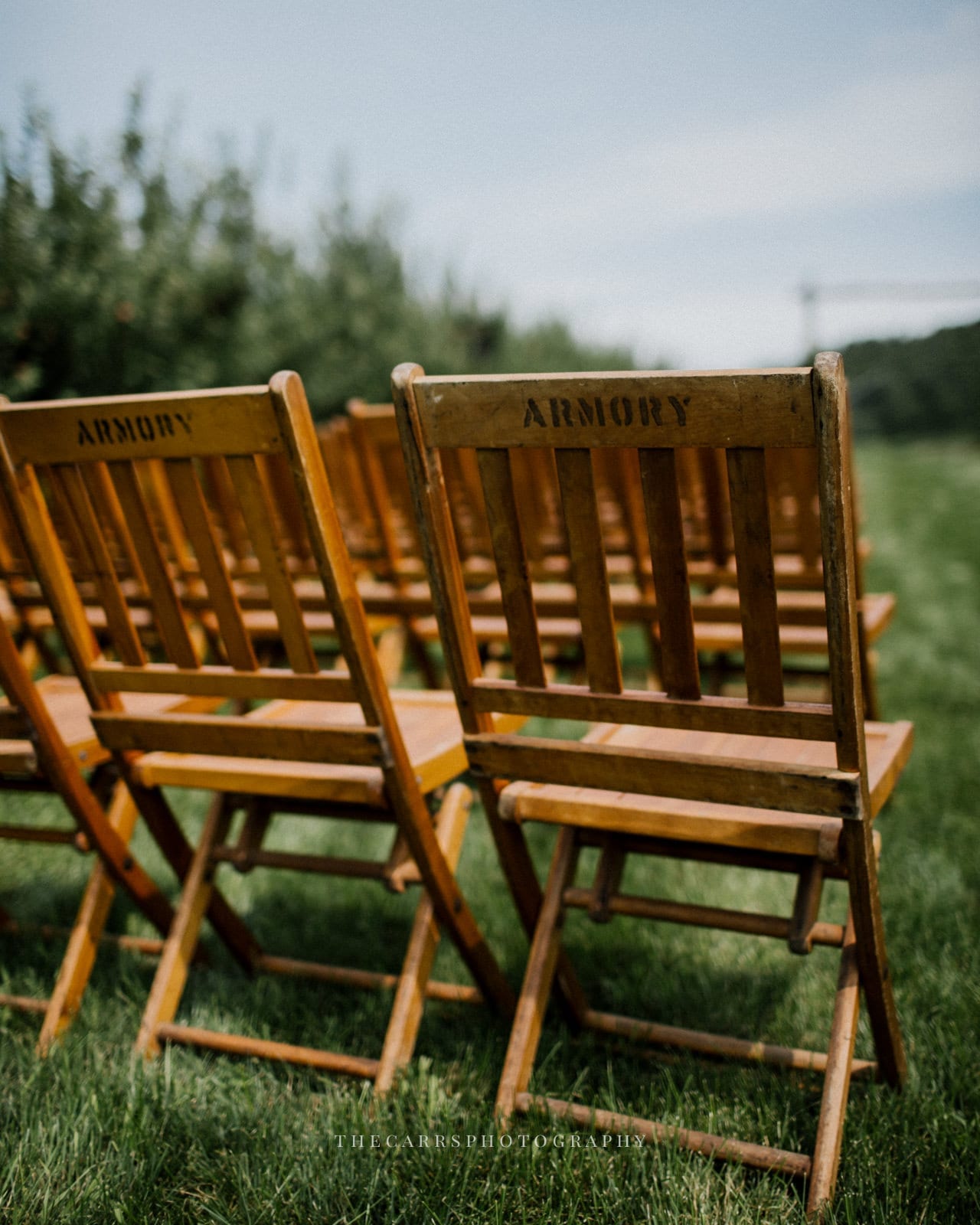 chairs at reception at Eckers Apple Farm Wedding - Destination Photographer