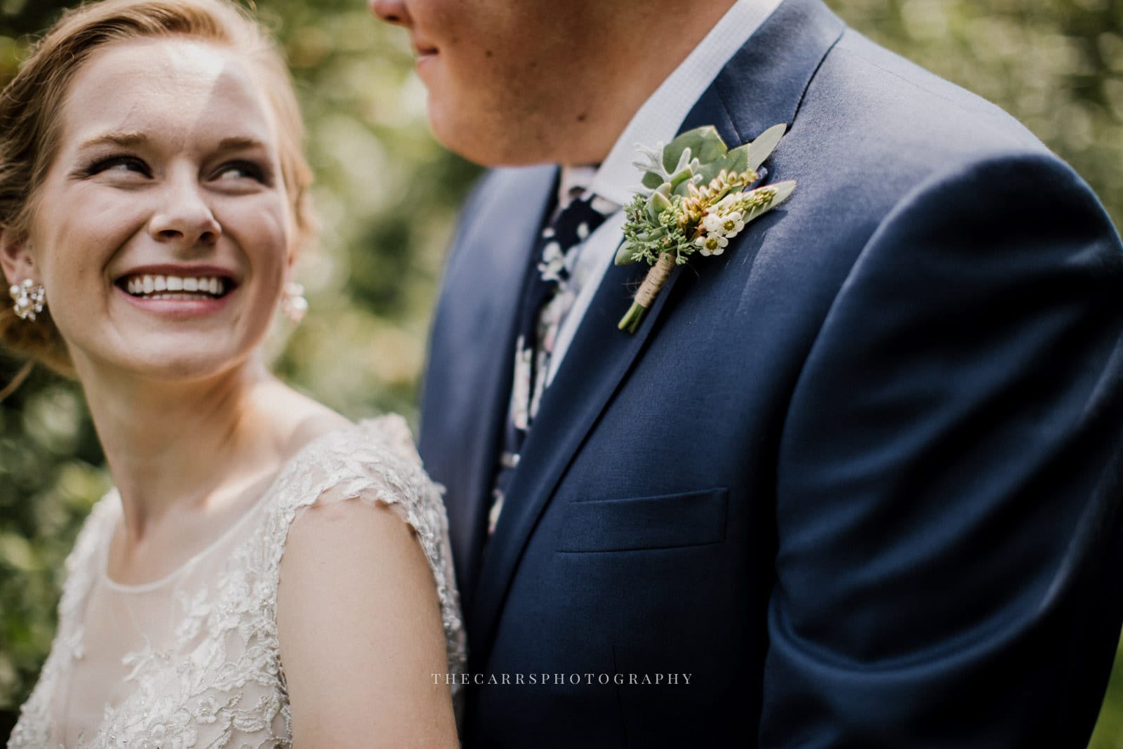bride and groom embrace at Eckers Apple Farm Wedding - Destination Photographer