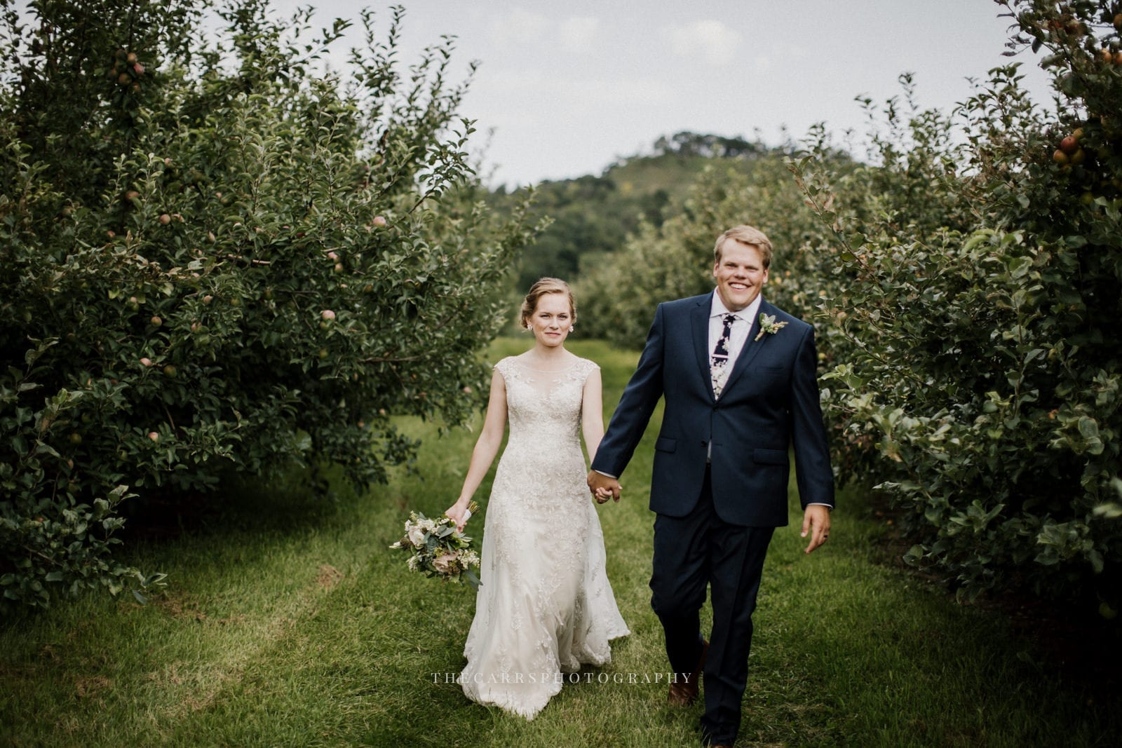 bride and groom at Eckers Apple Farm Wedding - Destination Photographer
