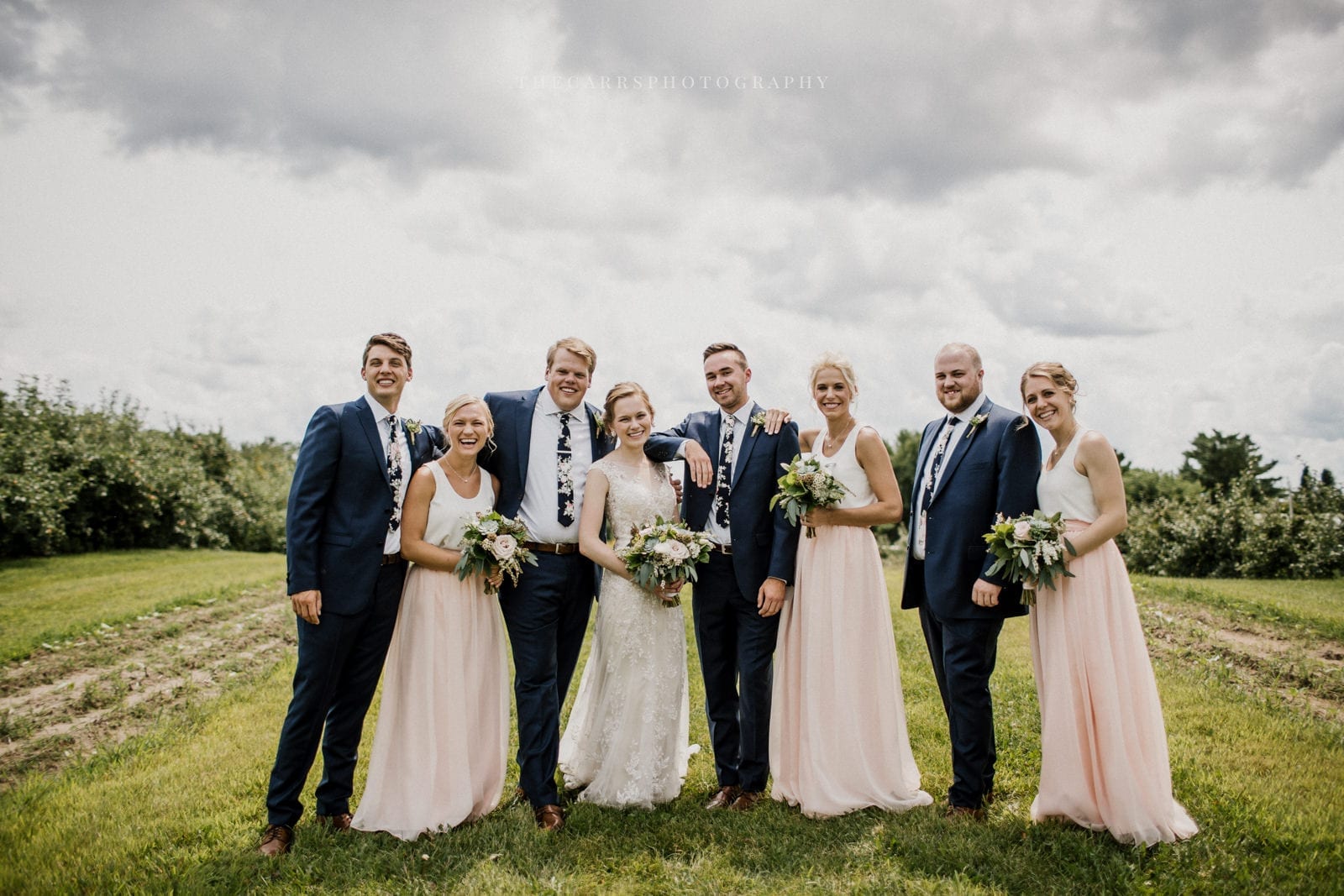 bride groom and bridal party at Eckers Apple Farm Wedding - Destination Photographer