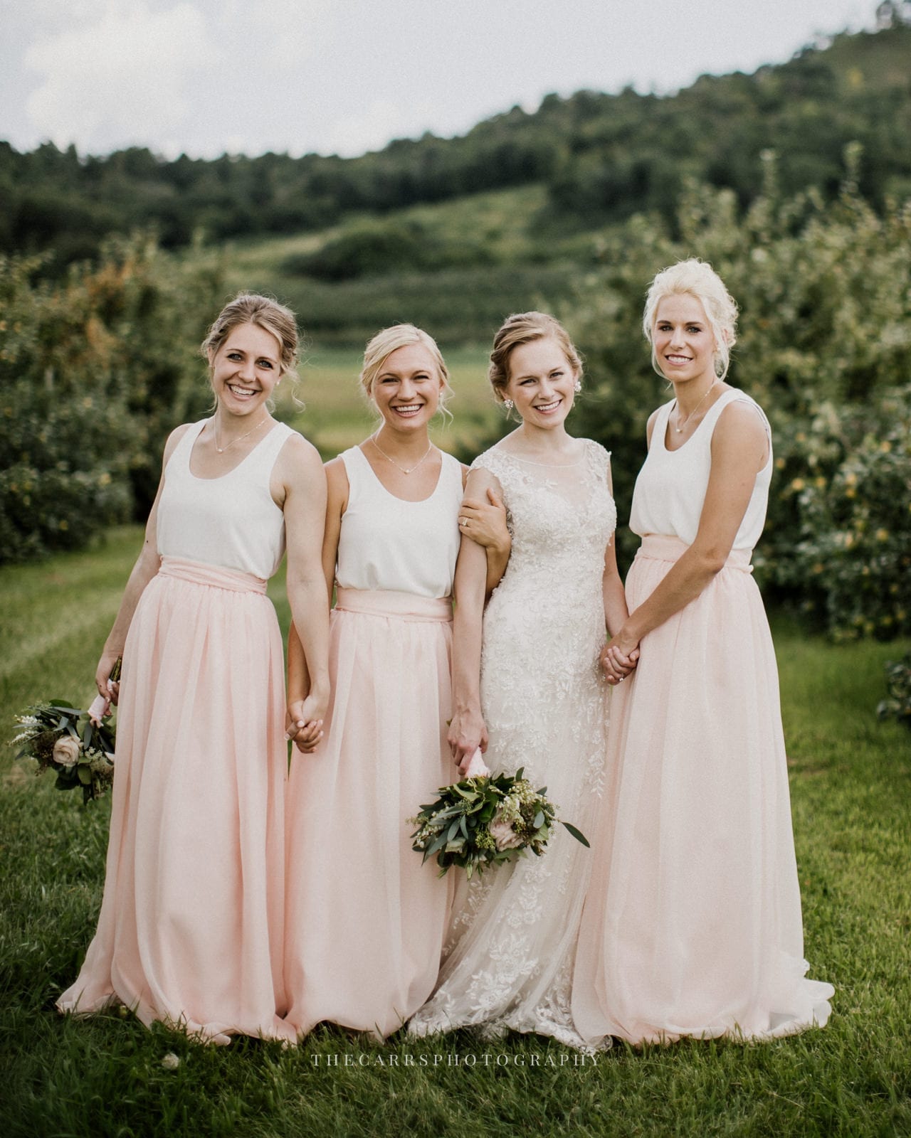 bride and bridesmaids at Eckers Apple Farm Wedding - Destination Photographer