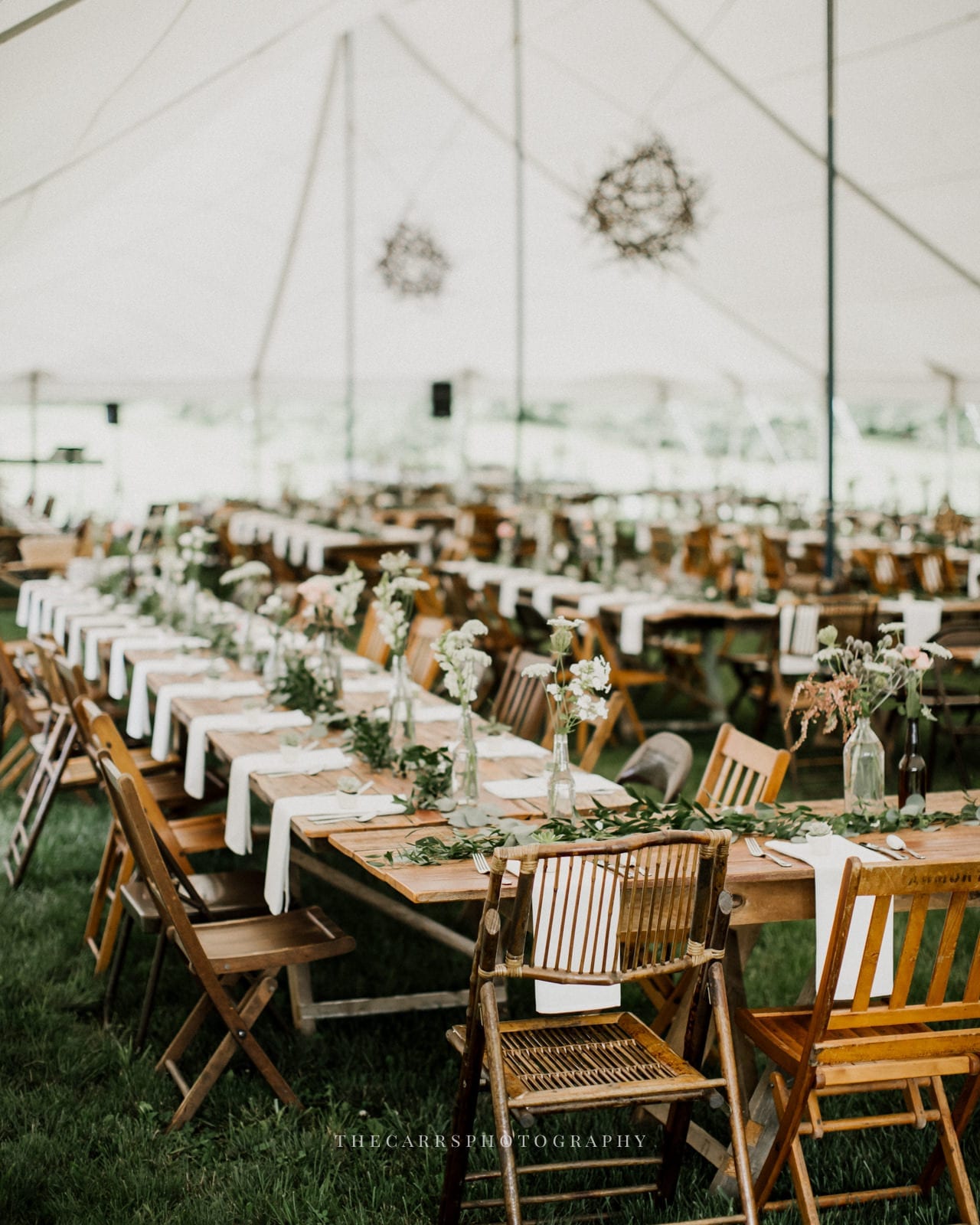 reception tent at Eckers Apple Farm Wedding - Destination Photographer