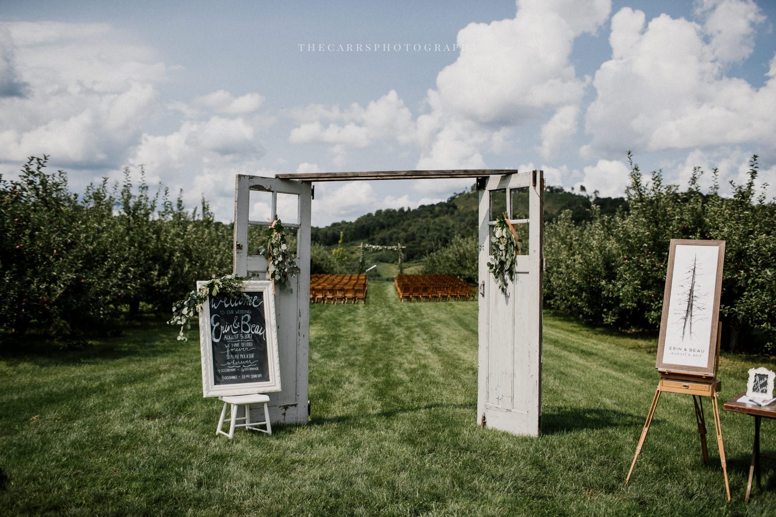 doors to outdoor ceremony Eckers Apple Farm Wedding - Destination Photographer