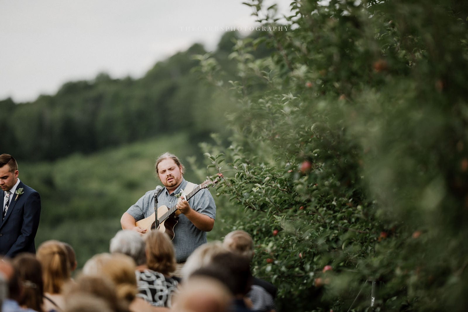 guitarist at ceremony at Eckers Apple Farm Wedding - Destination Photographer