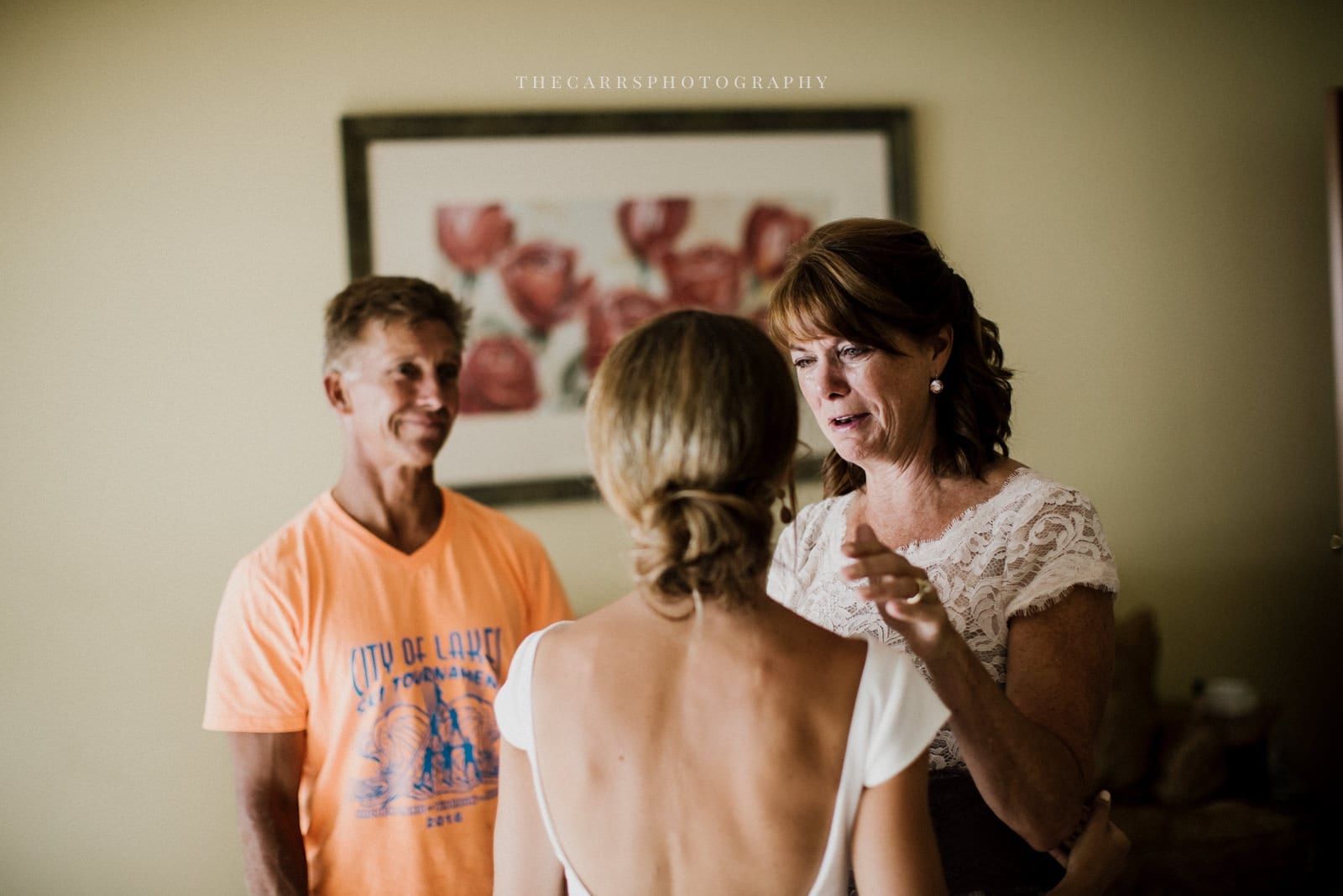 mom and bride tear up at lake house wedding - Akron Ohio Wedding Photographer