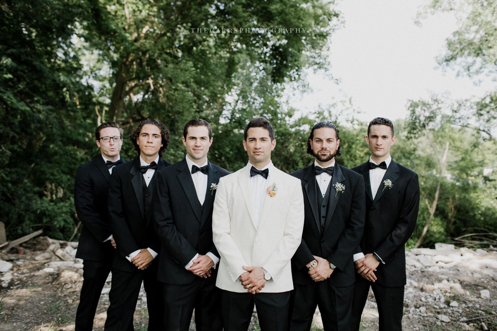 groom and groomsmen at lake house wedding - Akron Ohio Wedding Photographer