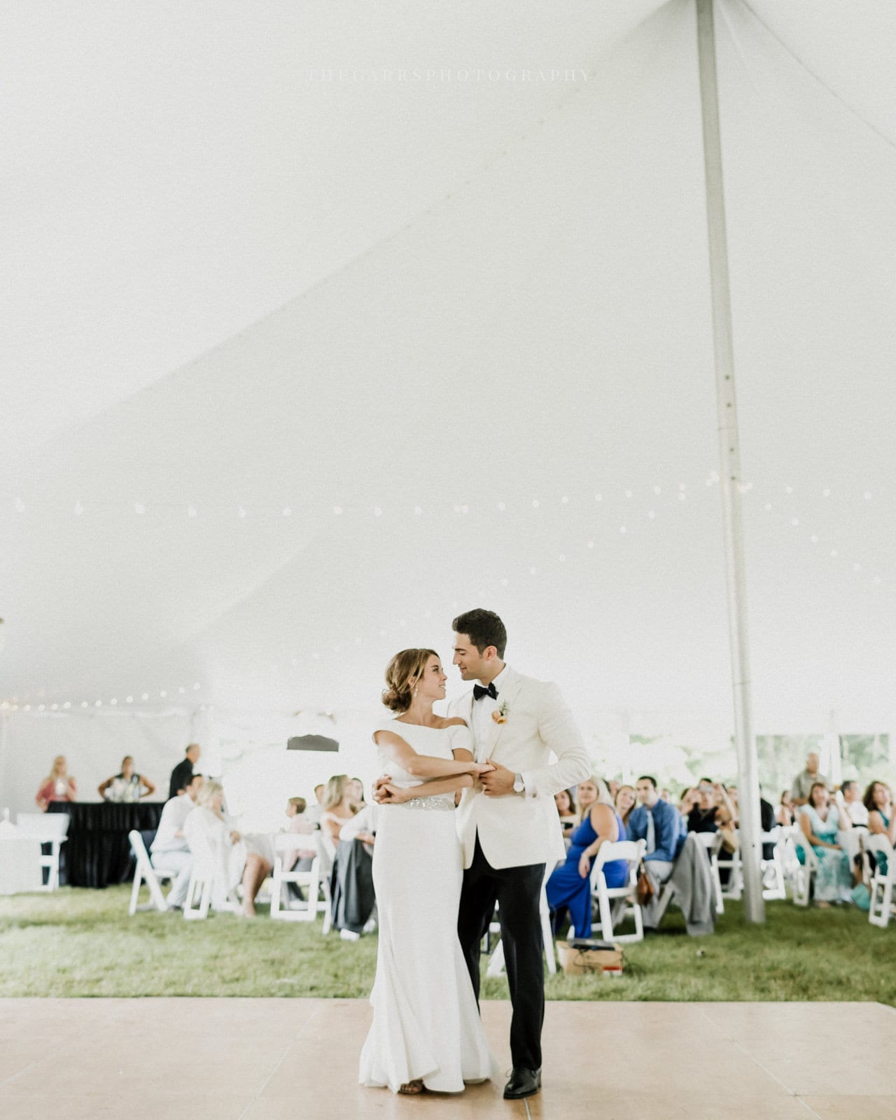 bride and groom dancing at lake house wedding - Akron Ohio Wedding Photographer