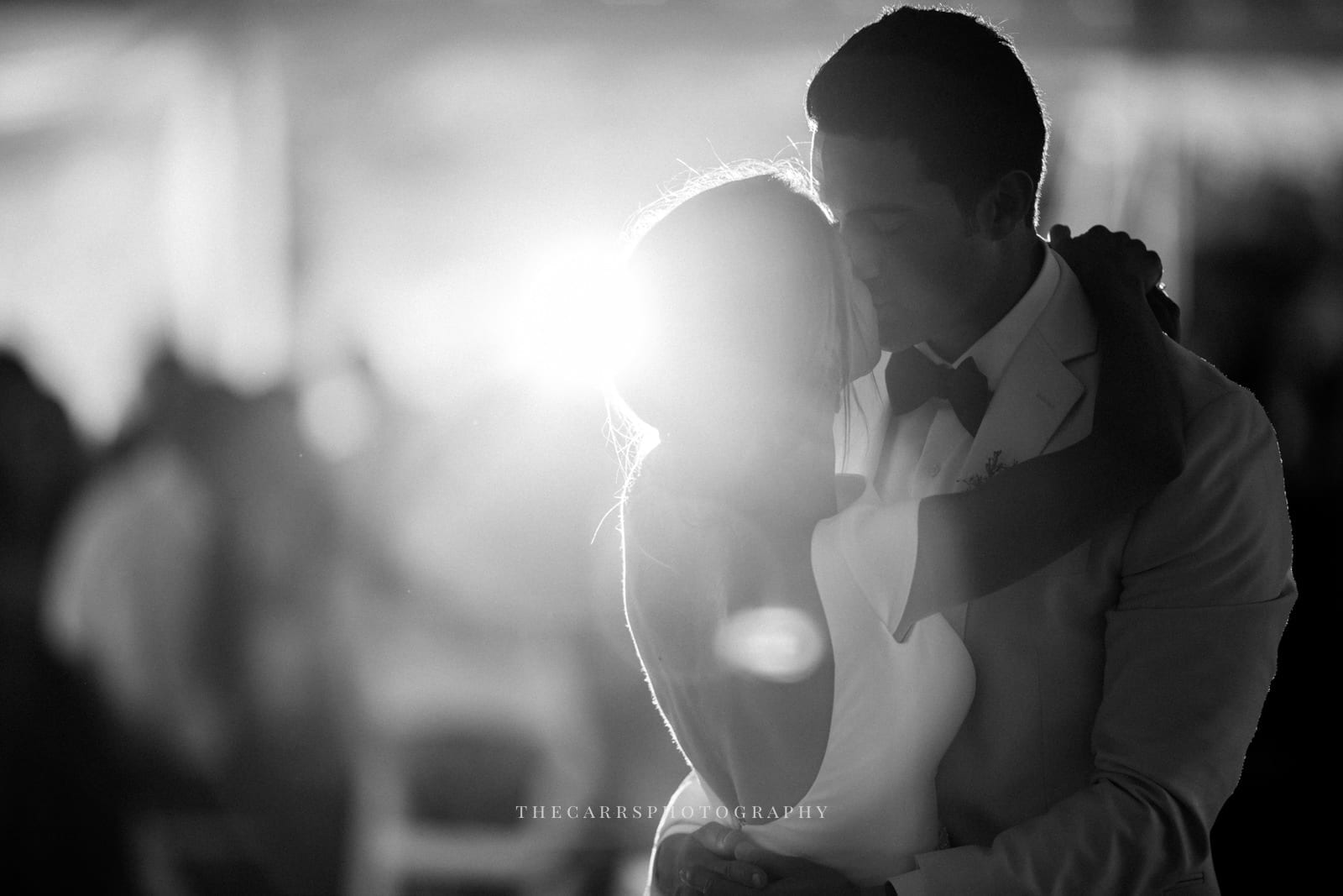 bride and groom kiss at lake house wedding - Akron Ohio Wedding Photographer