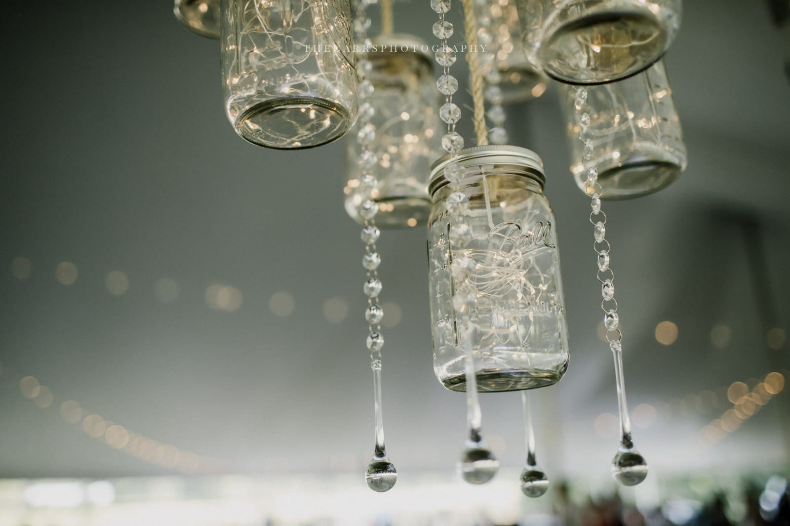 mason jar chandelier at lake house wedding - Akron Ohio Wedding Photographer