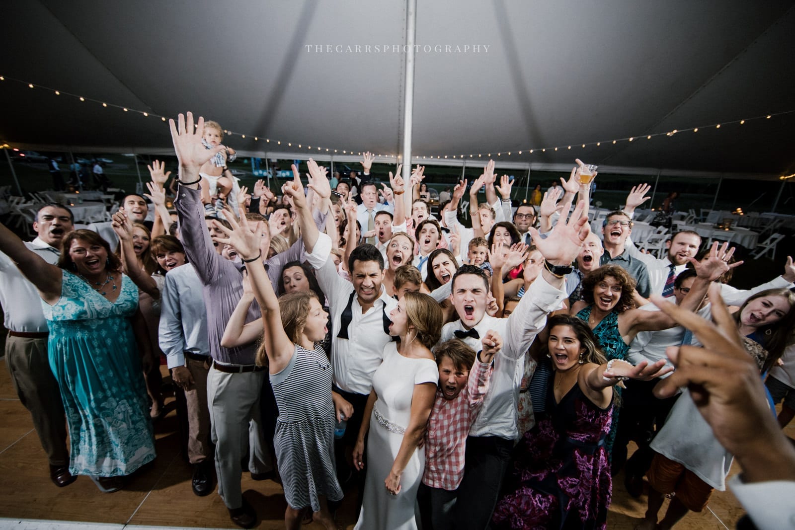 guests dancing at lake house wedding - Akron Ohio Wedding Photographer