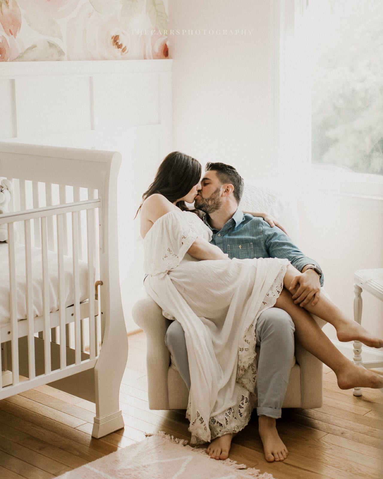 husband and wife in nursery - dayton ohio maternity photographer