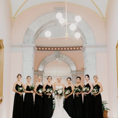 Bride and bridesmaids courthouse wedding portraits by Dayton Ohio Photographer Kera Estep