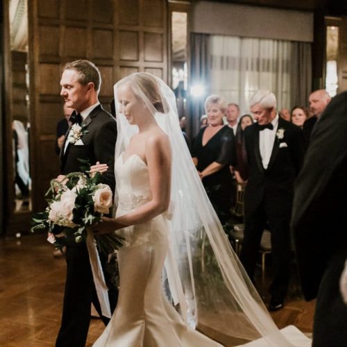 Father and Bride walk down the aisle by Dayton Ohio Photographer Kera Estep