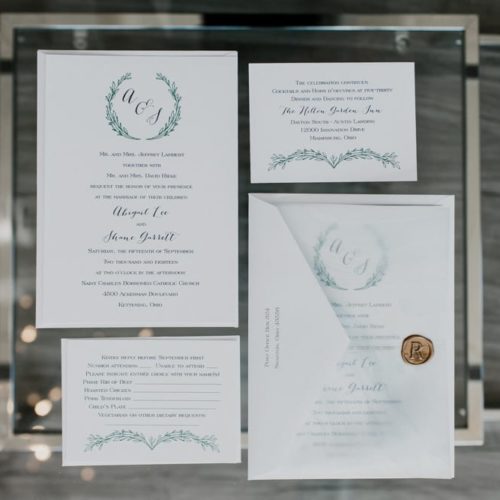 close up of wedding invitation suite by Dayton Ohio Photographer Kera Estep