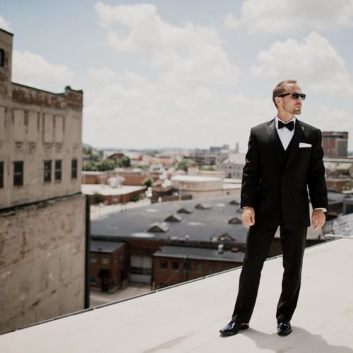 groom on rooftop by Michael Carr Ohio Wedding and Engagement Photographer