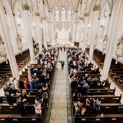 overhead shot of a chapel by Alex Grodkiewicz Dayton Ohio Wedding and Engagement Photographer