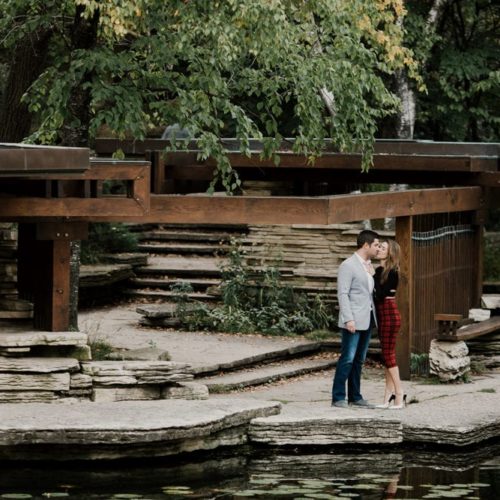 couple kissing by pond by Dayton Ohio Wedding Photographer Josh Ohms