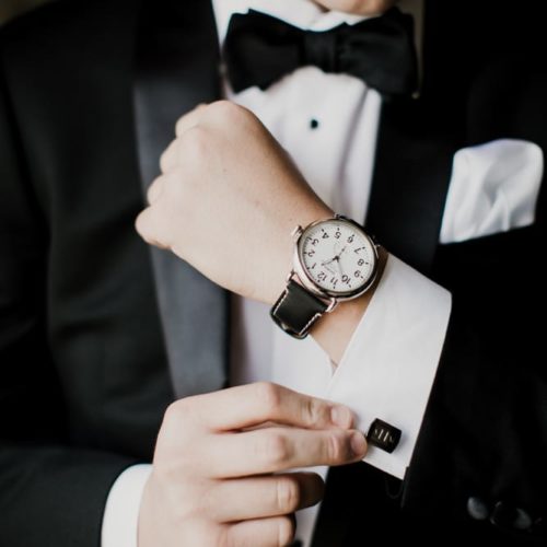 up close of grooms watch and cufflinks by Dayton Ohio Wedding Photographer Josh Ohms