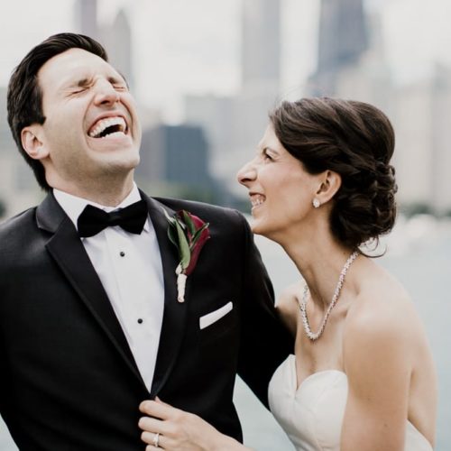 bride and groom laughing by Dayton Ohio Wedding Photographer Josh Ohms