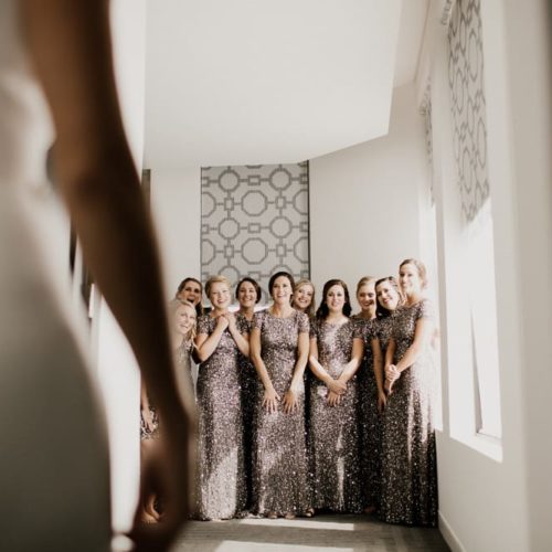 bridesmaids seeing bride for first time by Dayton Ohio Wedding Photographer Josh Ohms