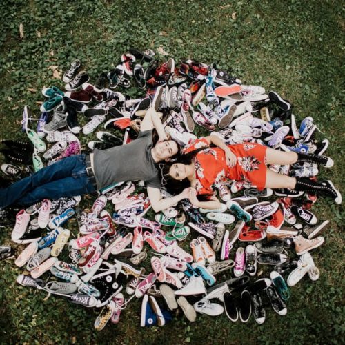 couple laying on shoes by Dayton Ohio Wedding Photographer Josh Ohms