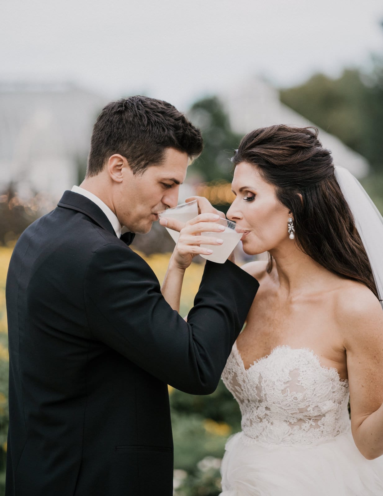bride and groom toast at Franklin Park Conservatory Wedding by Columbus Wedding Photographer