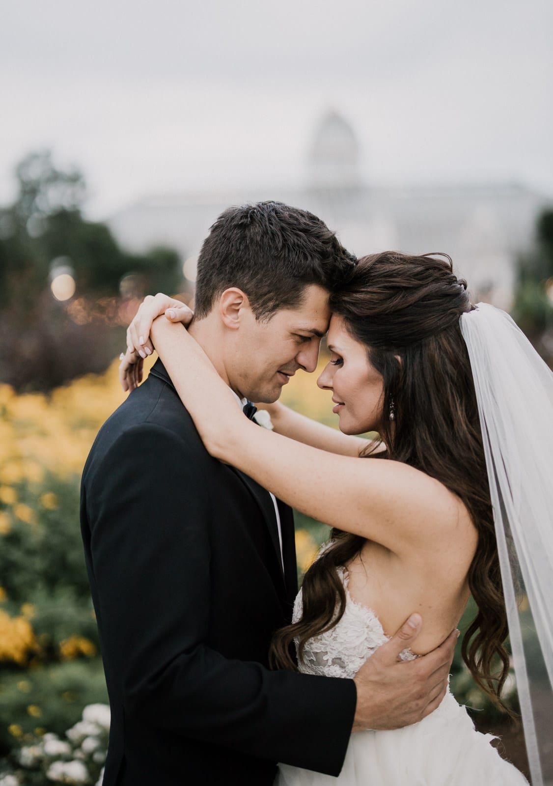 bride and groom portrait at Franklin Park Conservatory Wedding by Columbus Wedding Photographer
