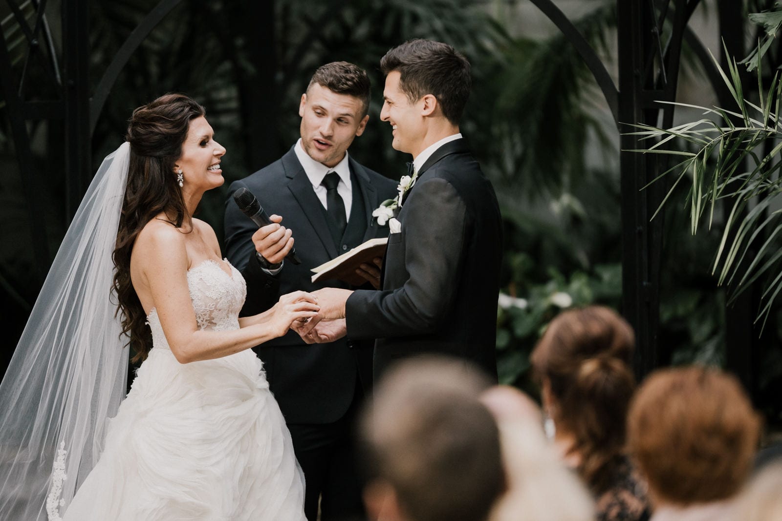 bride and groom vows at Franklin Park Conservatory Wedding by Columbus Wedding Photographer