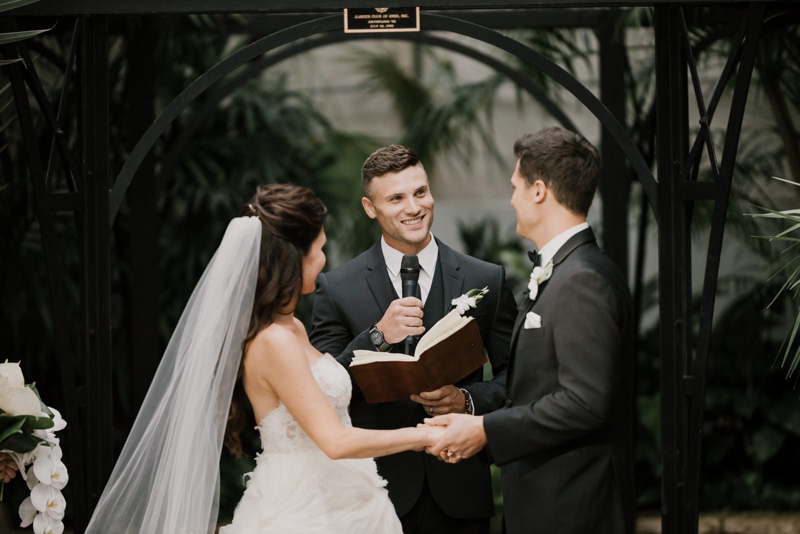 bride groom efficient at Franklin Park Conservatory Wedding by Columbus Wedding Photographer