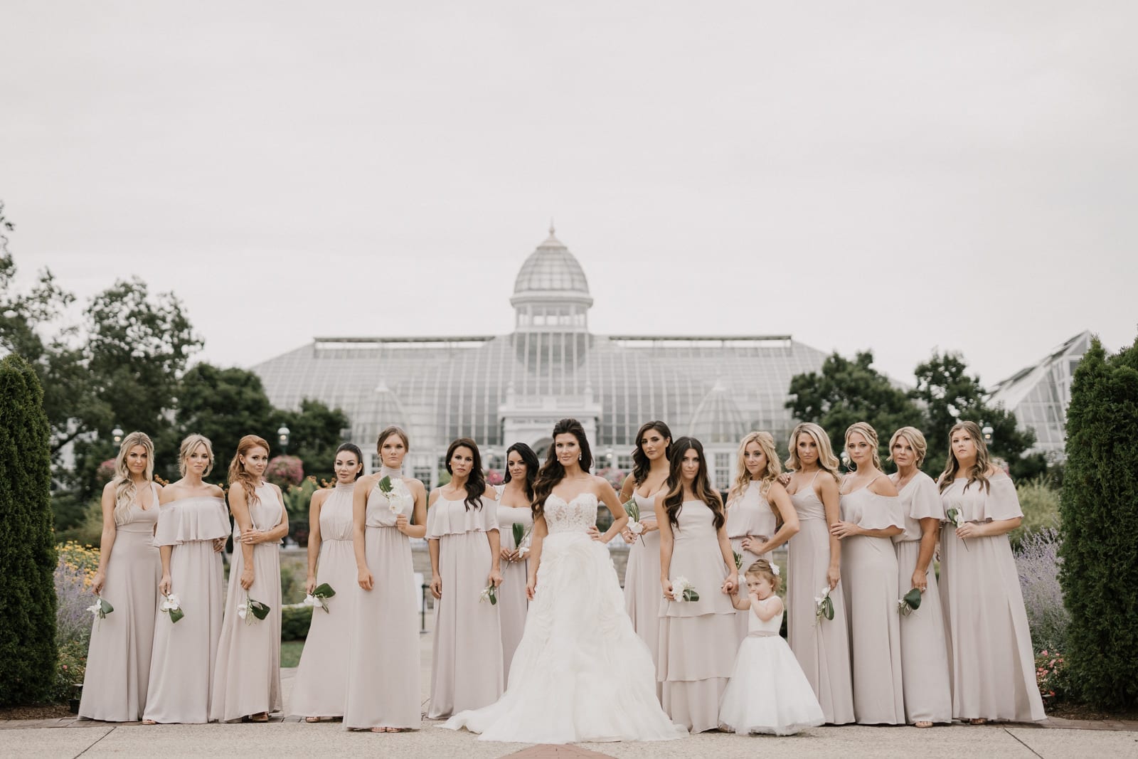bride and bridesmaids at Franklin Park Conservatory Wedding by Columbus Wedding Photographer