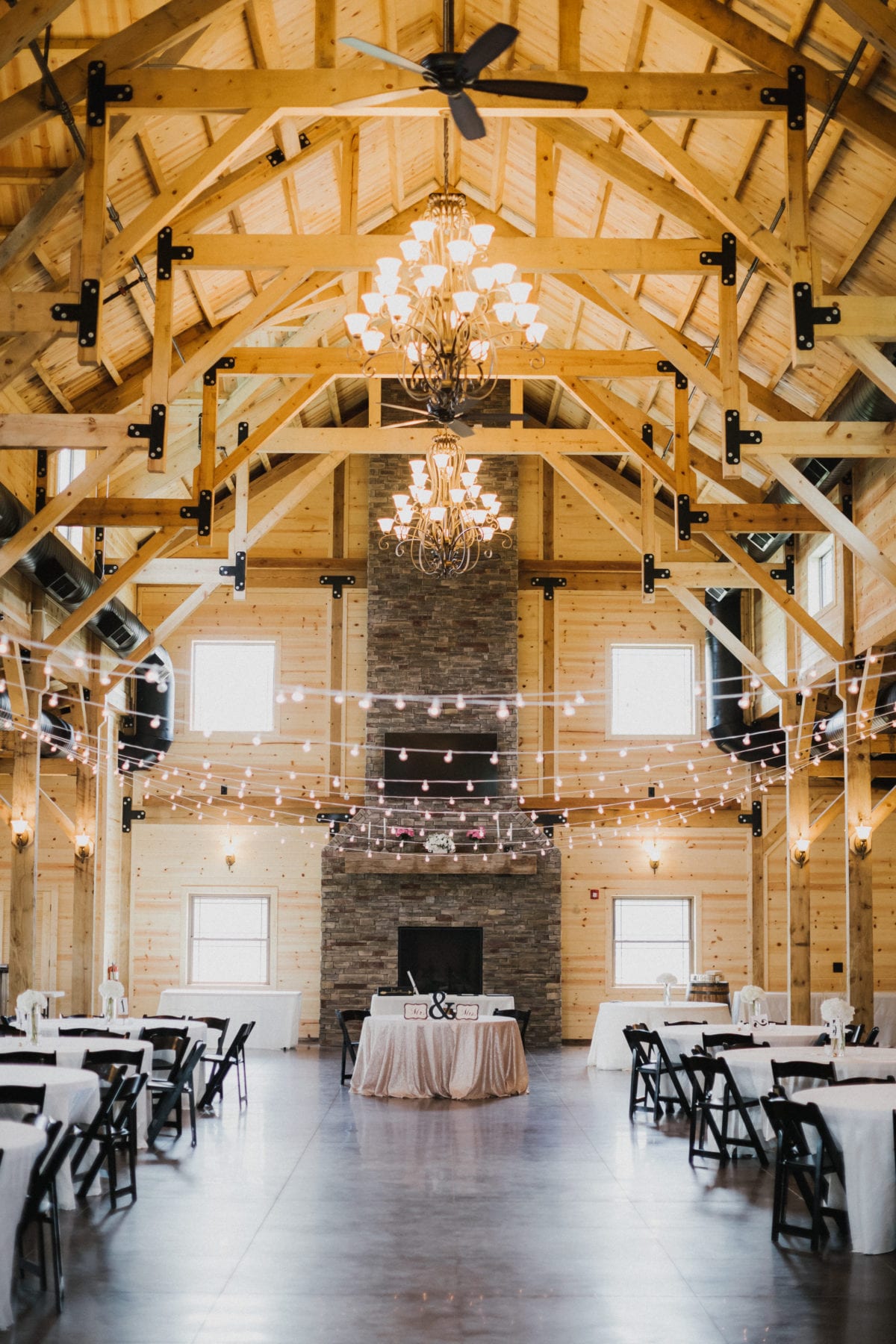 reception venue in barn at Rolling Meadows Ranch Wedding - Cincinnati Wedding Photographer