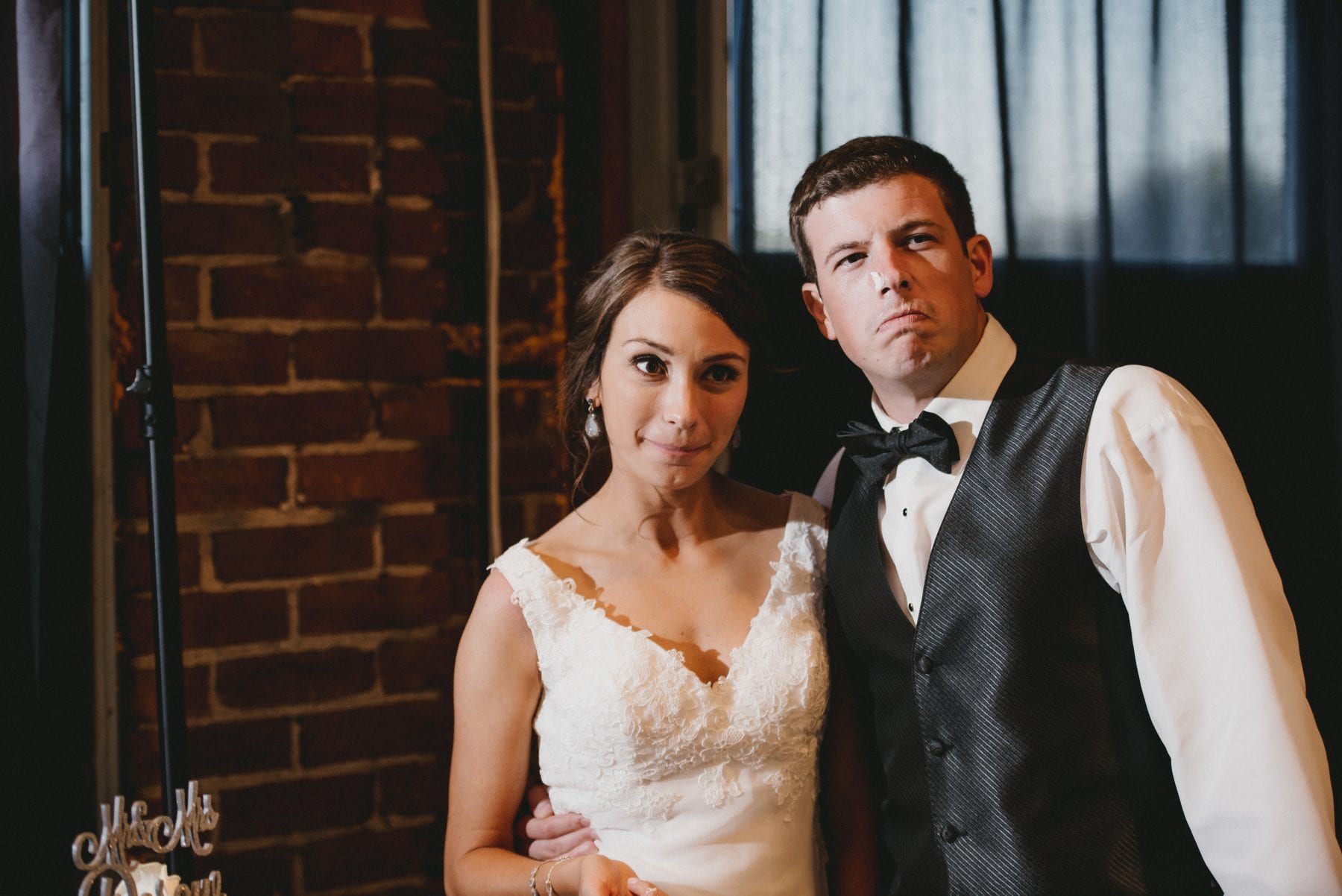 bride and groom funny picture at Top of the Market Wedding - Dayton Wedding Photographer